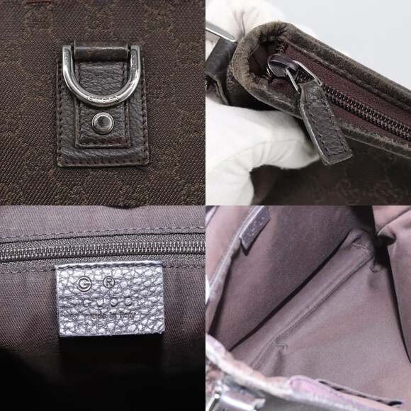 GUCCI GG Canvas Abbey Shoulder Bag Outlet Dark Brown Silver - Picture 11 of 12